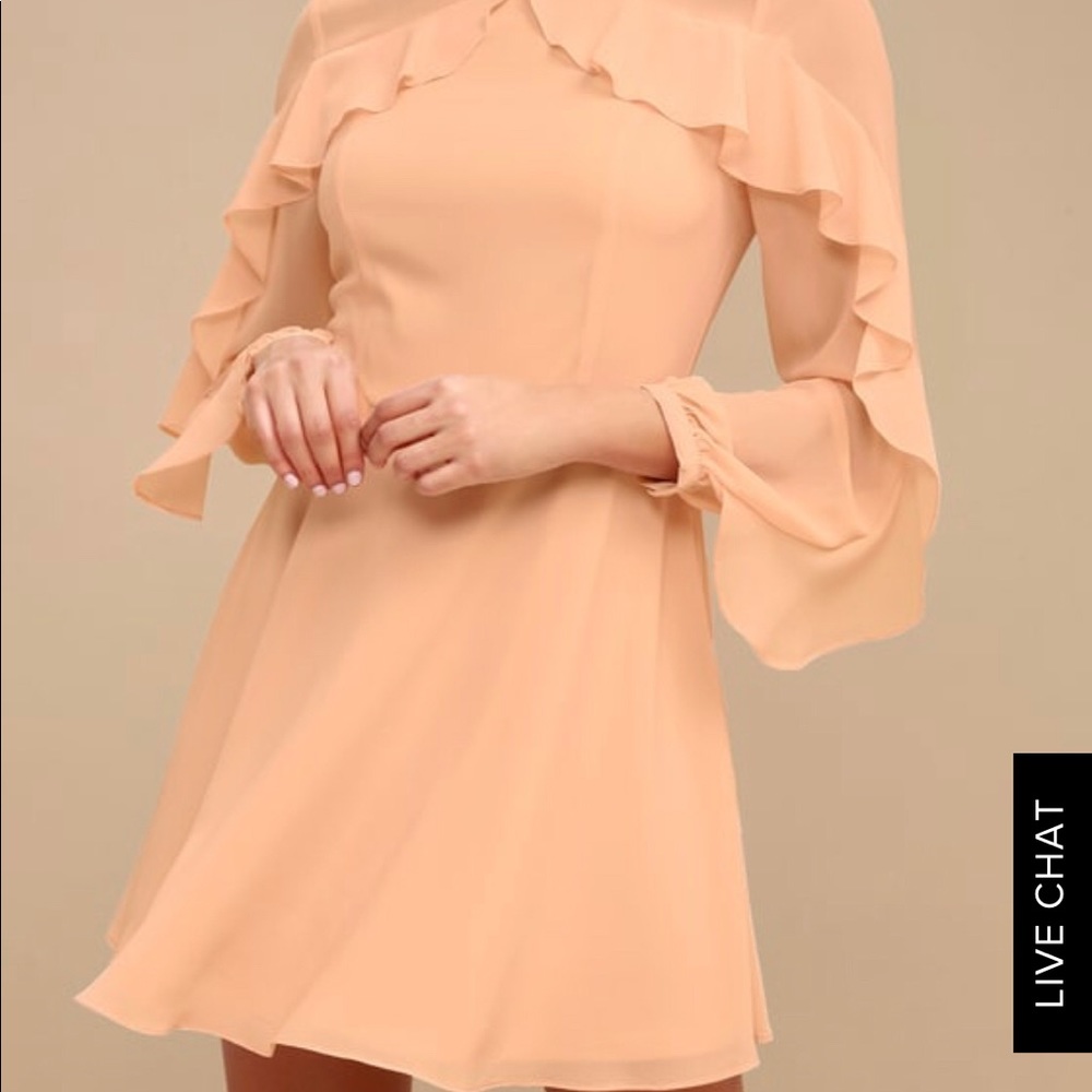 LONG TIME LOVE PEACH LONG SLEEVE SKATER DRESS